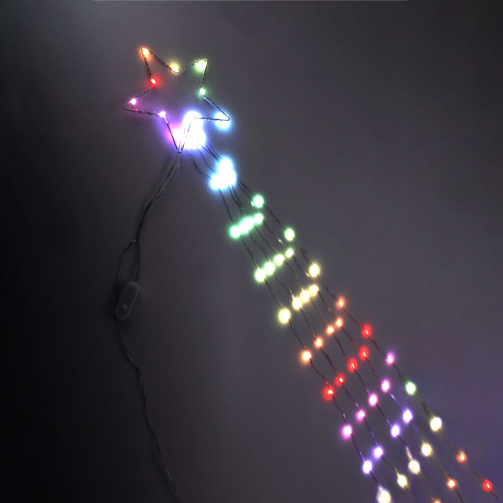 Bunte LED Sternschnuppe mit 85 RGB LEDs, IP44