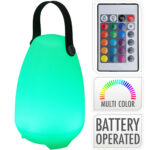 Akku Tischlaterne mit 4 Lichtmodi in weiss & 16 RGB-Farben, 20 cm, IP44