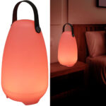 Akku Tischlampe mit 4 Lichtmodi in weiss & 16 RGB-Farben, 26cm, IP44