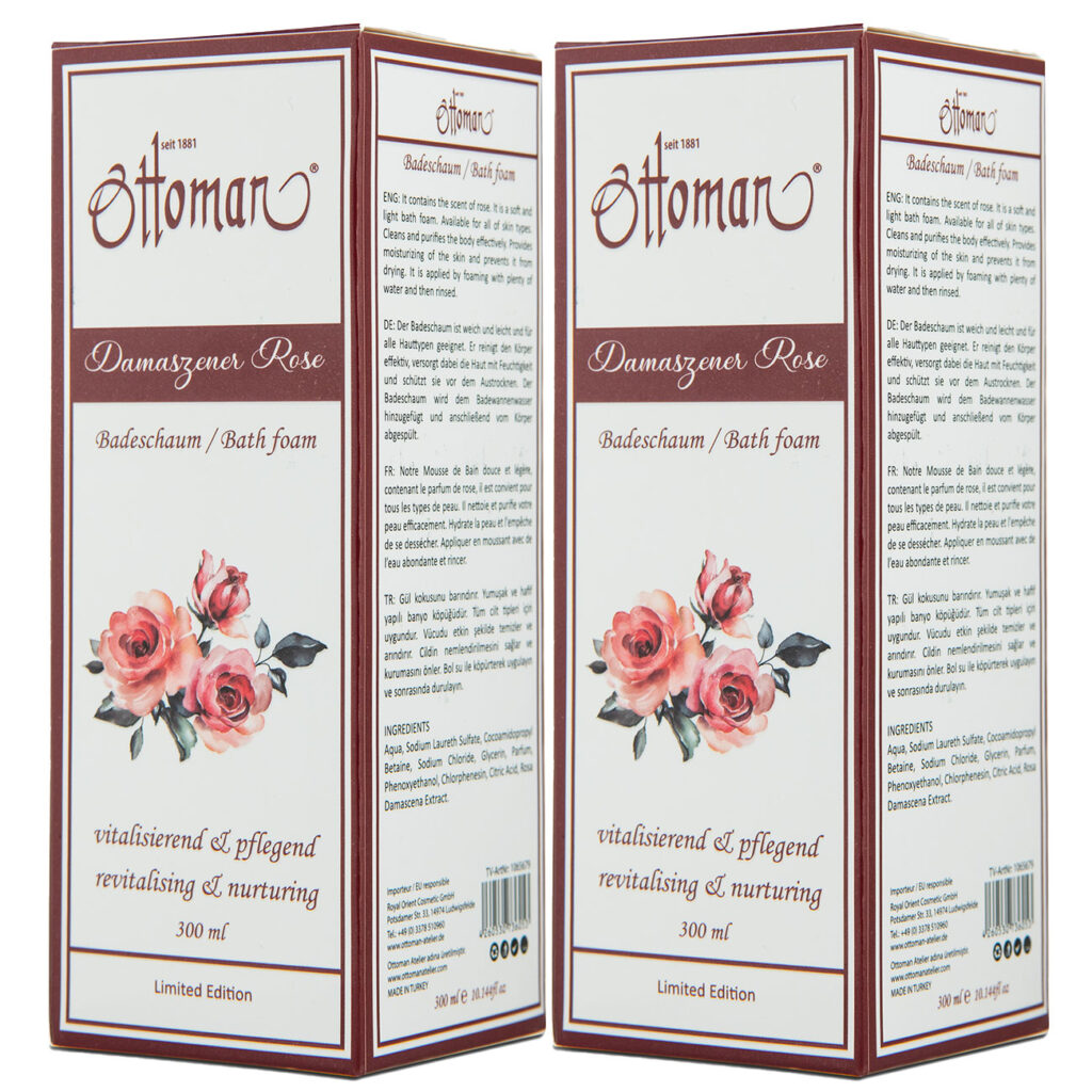 2er-Set Rose Badeschaum, 300ml, entspannendes Badeerlebnis