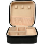 Reise-Schmuckbox, schwarz-beige, 9,5 x 9,5 x 5 cm
