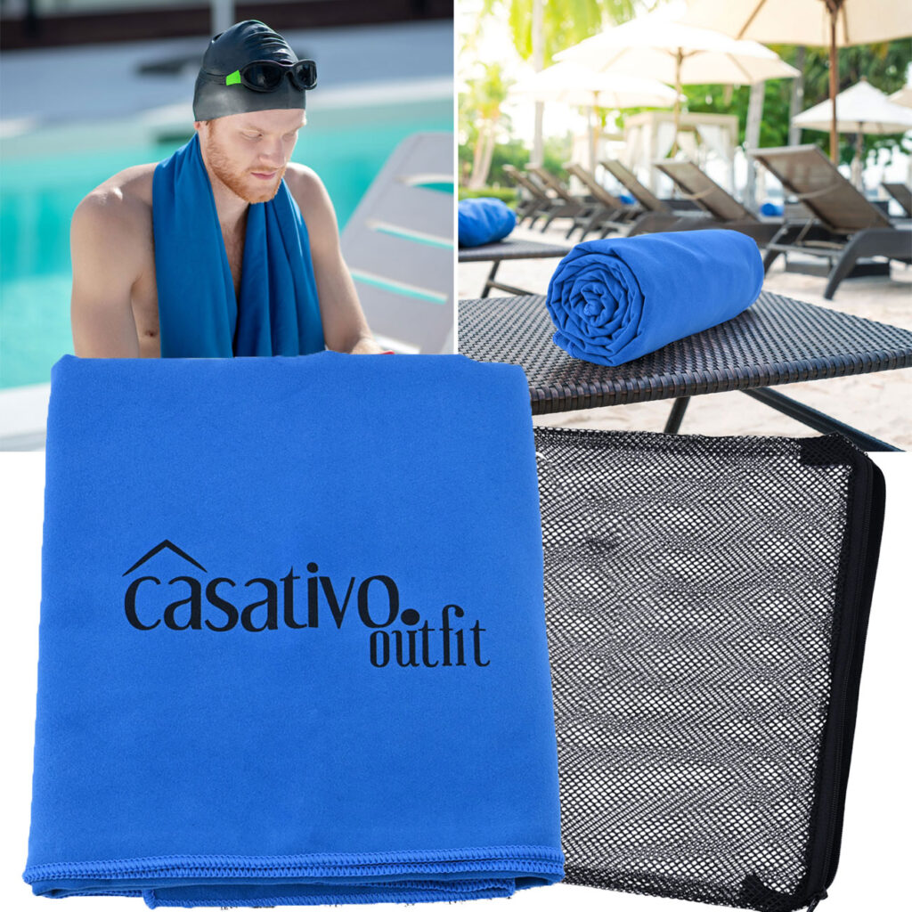 Mikrofaser Bade- und Reisehandtuch XL, schnelltrocknend & leicht, 180×90 cm, blau