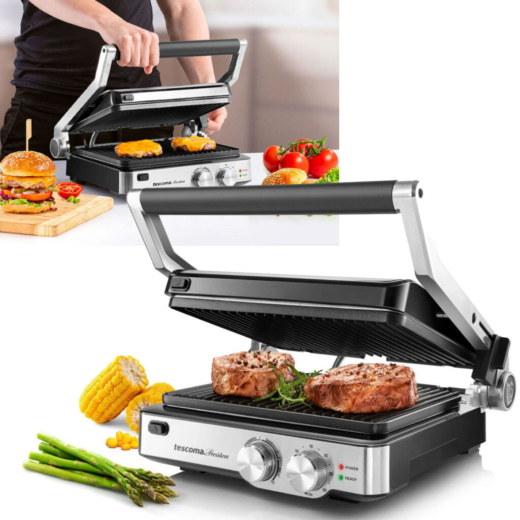 2in1 Tisch- und Kontaktgrill, Temperaturregler und Kurzzeitmesser, 2000 W