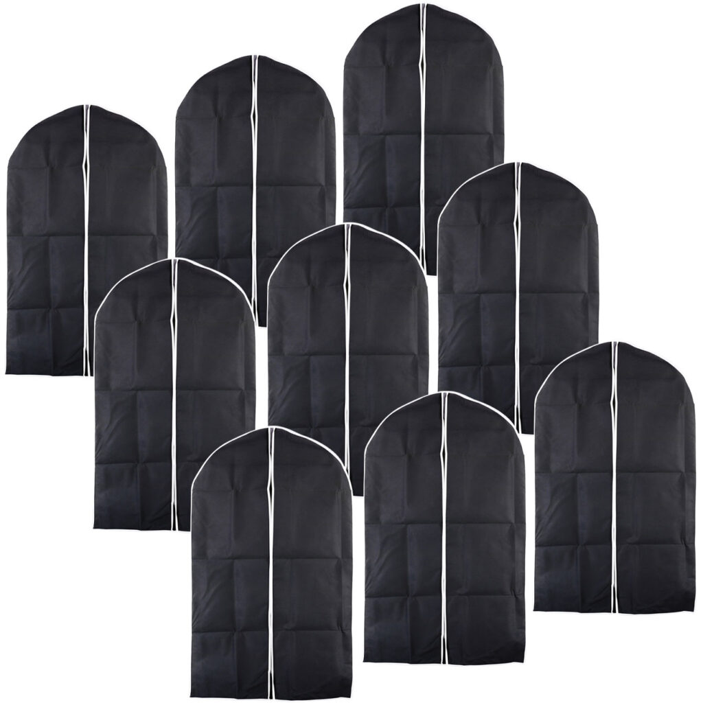 9er-Set Kleiderhülle mit Reissverschluss, schwarz, 100 x 60