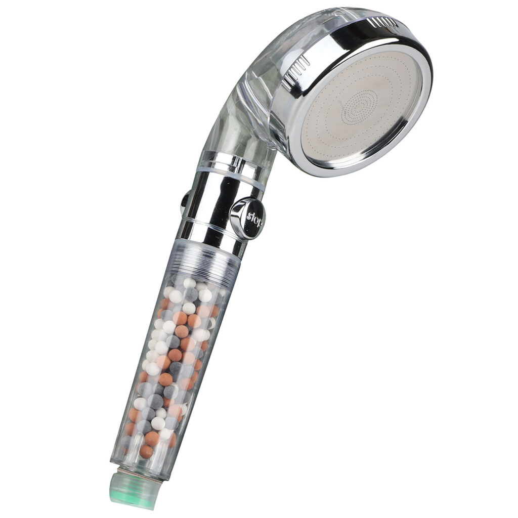 Wasserspar-Duschbrause mit bioaktiven Filtersteinen und 3 Strahlarten