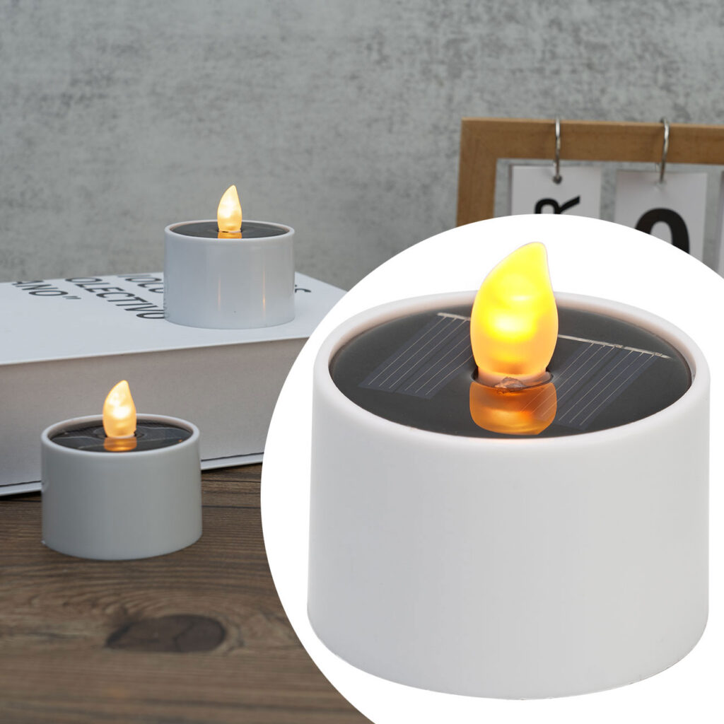 16er-Set LED-Teelichter, solarbetrieben, inkl. Dämmerungs-Sensor, IP44, weiss