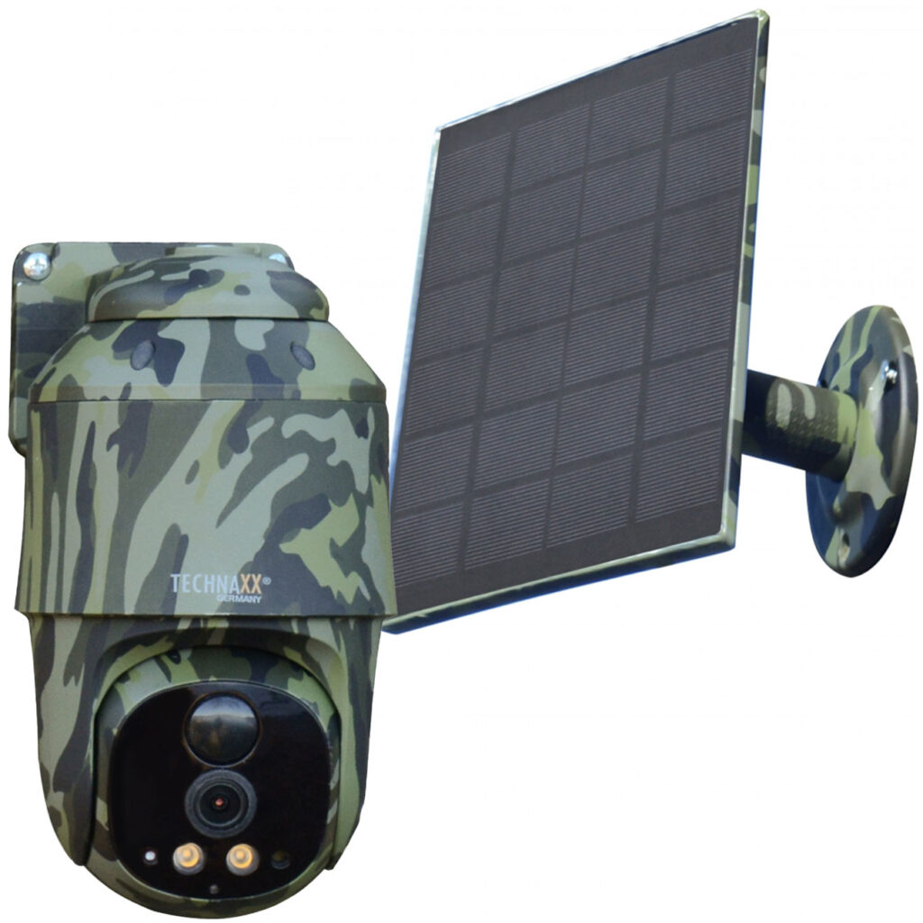 4G PT Dome Überwachungskamera mit Solarmodul, camouflage