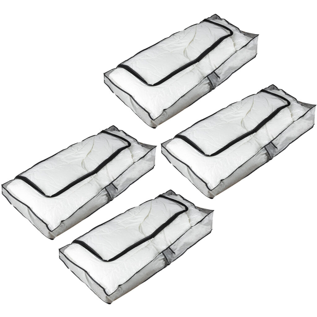 4er-Set Unterbettkommode, transparent, 102 x 45 x 15 cm