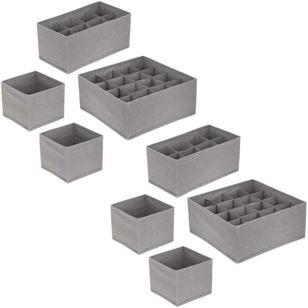 Schubladenorganizer, 8er-Set, grau