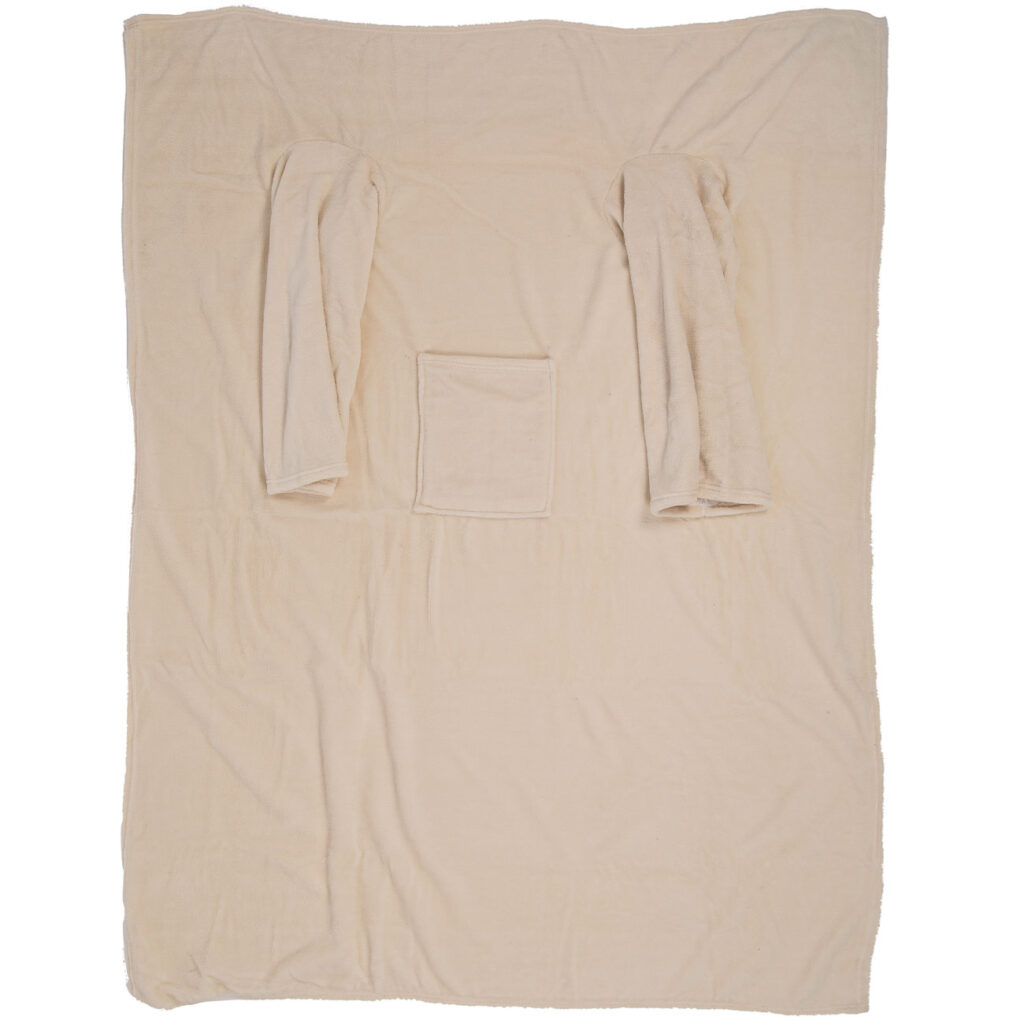 Kuscheldecke mit Ärmeln & Tasche, beige
