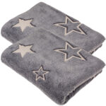 2er-Set Kuscheldecke aus Fleece mit Leuchtsternen, 173 x 135 cm, grau