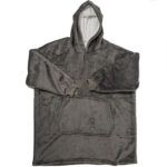 XXL Kuscheldecke mit Ärmeln, Kapuze & Bauchtasche, grau