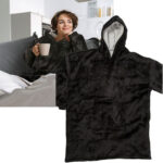 XXL Kuscheldecke mit Ärmeln, Kapuze & Bauchtasche, schwarz XXL Kuscheldecke mit Ärmeln, Kapuze & Bauchtasche, schwarz