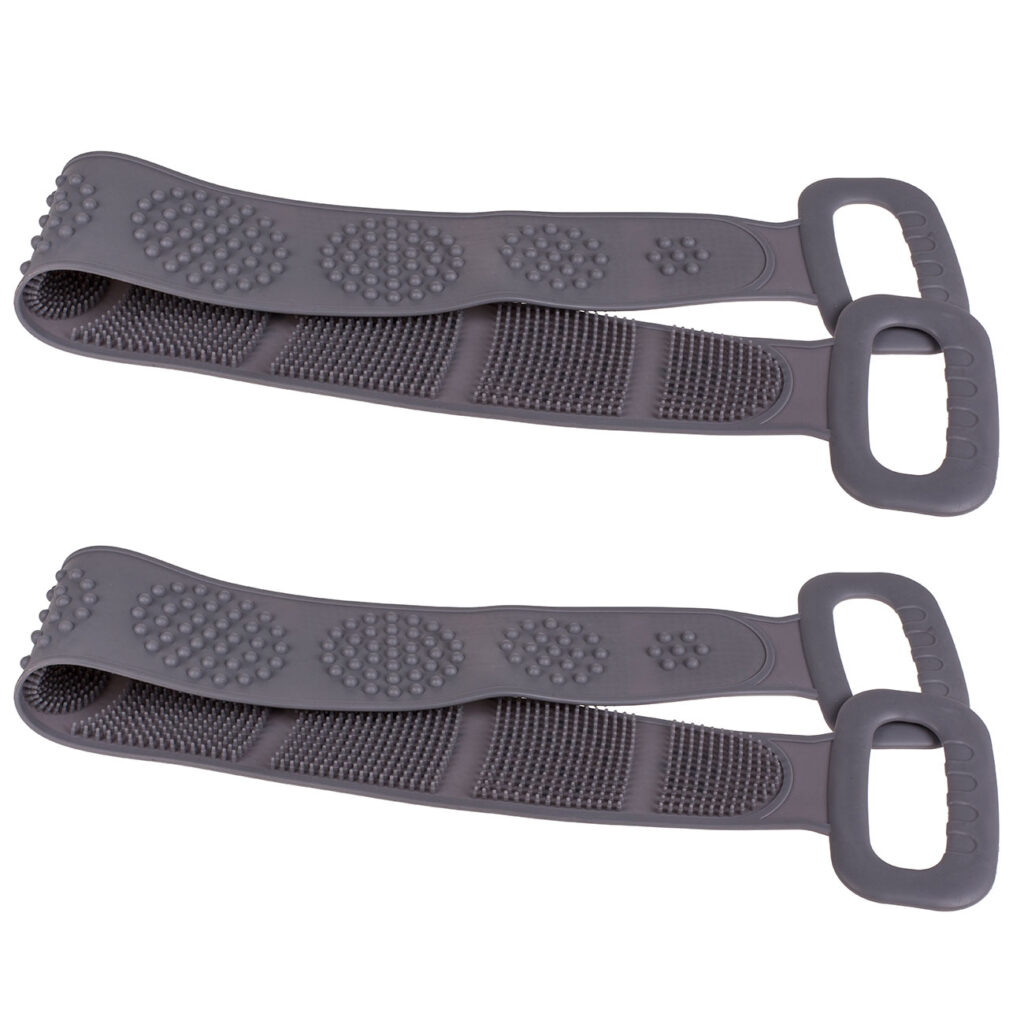 2er-Set Wellness Rückenbürste mit 2 Griffen, grau