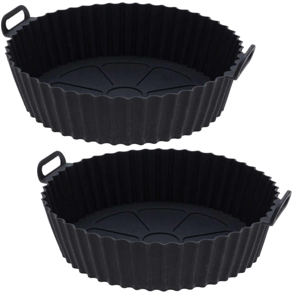 2er-Set Silikoneinlage für Heissluftfritteusen, 20,5 x 22,5 cm, schwarz