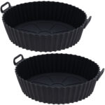 2er-Set Silikoneinlage für Heissluftfritteusen, 20,5 x 22,5 cm, schwarz