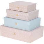 Geschenk- und Aufbewahrungsboxen, 4 Stück in verschiedenen Grössen, blau/rosa
