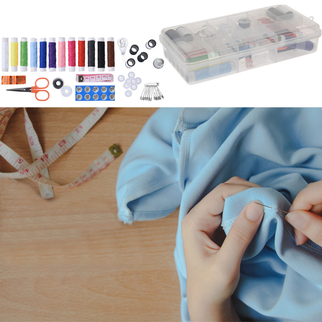 56-teiliges Nähset in transparenter Aufbewahrungsbox