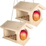 2er-Set Vogelhaus aus Fichtenholz zum Aufhängen, gewinkelt