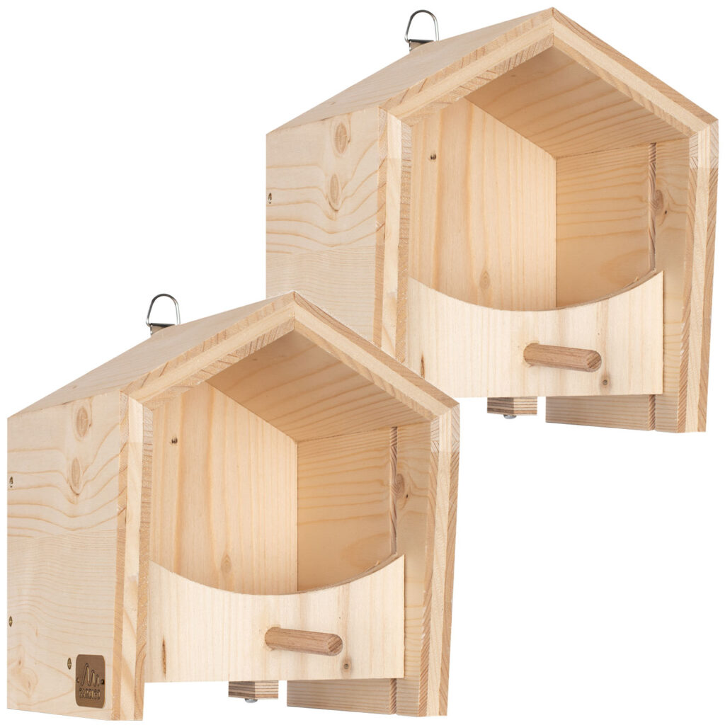 2er-Set Vogel-Futterhaus aus Fichtenholz mit Sitzstange