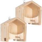 2er-Set Vogel-Futterhaus aus Fichtenholz mit Sitzstange