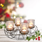 Adventskranz aus Drahtgeflecht, inkl. 4 Windlichtern, Ø 35