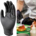 Nitrilkautschuk Handschuhe mit Diamantenstruktur, 50 Stk., Grösse M, schwarz