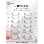 Knopfzellen-Batterie-Set, Lithium & Alkaline, 24 Stück, 12 Typen