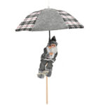 Weihnachtsmann mit Fallschirm und LED-Beleuchtung, grau-weiss, H 30 cm