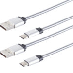 2er-Set Lade- & Datenkabel USB-C-auf-USB-A, silber, 1m