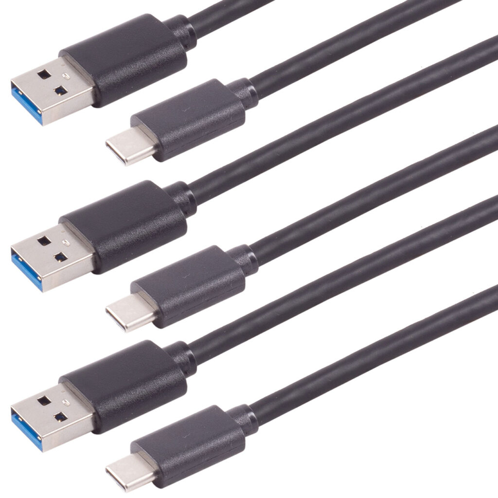 3er-Set Lade- & Datenkabel USB-A auf USB-C, USB 3.0, schwarz, 1m