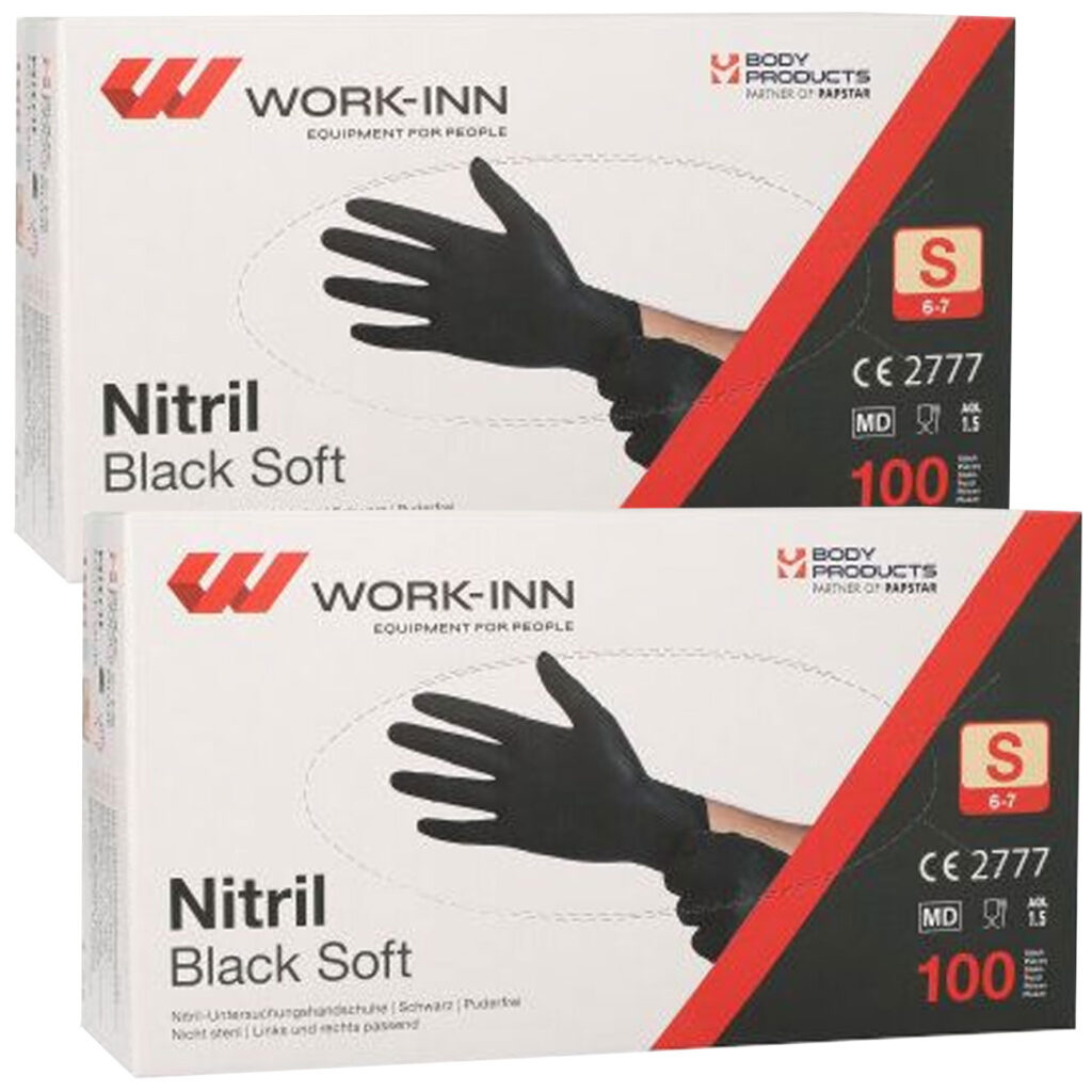 Einweg-Nitril-Handschuhe, puderfrei, 200 Stk., Grösse S, schwarz