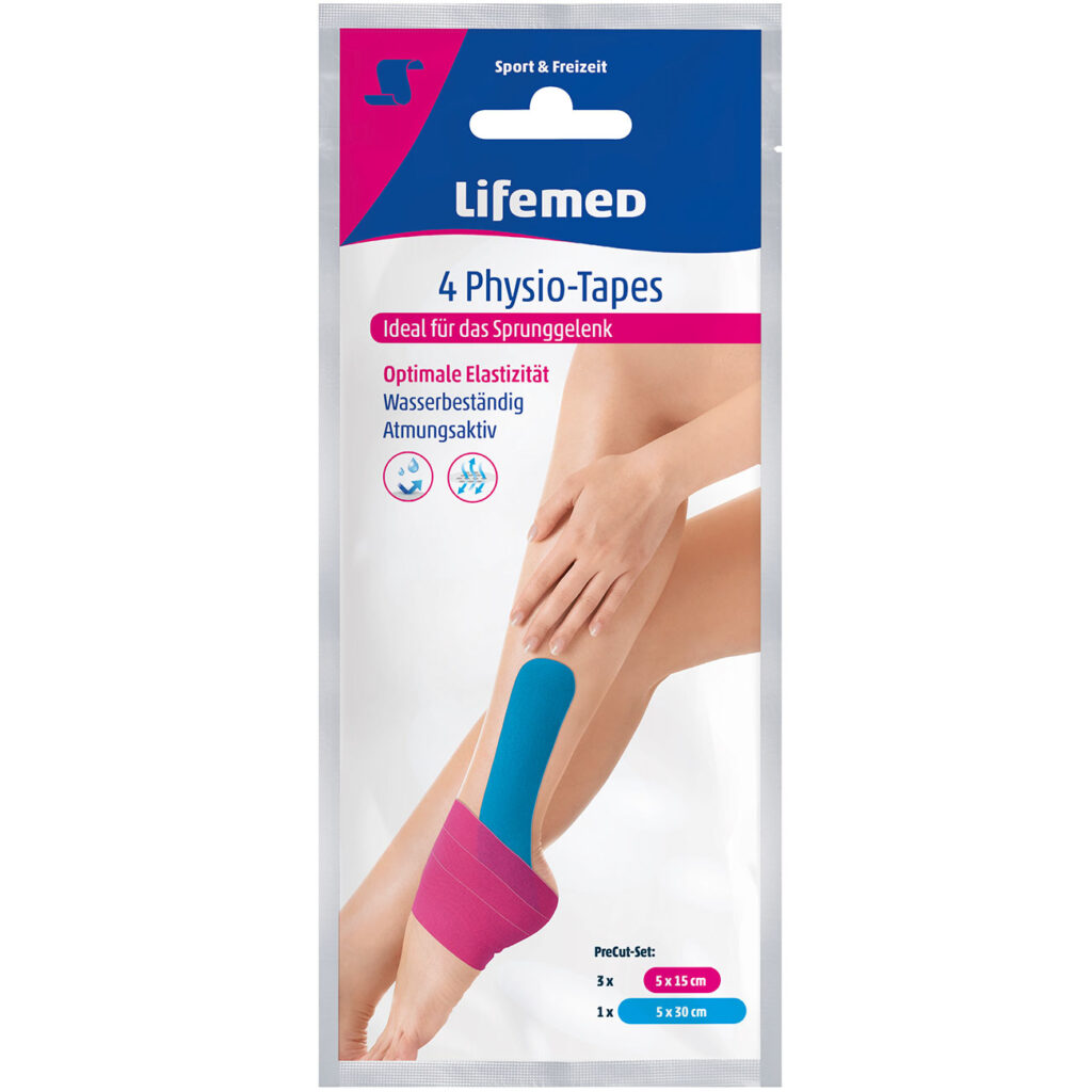 Physio-Tapes für das Sprunggelenk, 4 Stück in 2 Grössen