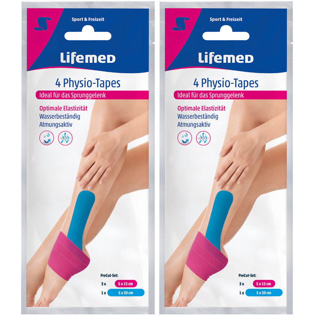 2er-Set Physio-Tapes für das Sprunggelenk, 4 Stück in 2 Grössen