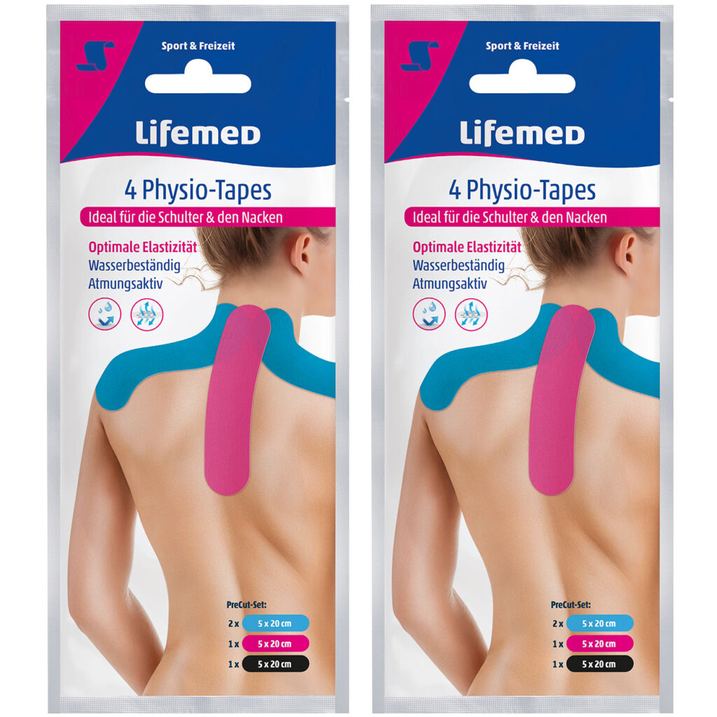 2er-Set Physio-Tapes für den Nacken, 4 Stück in 2 Grössen