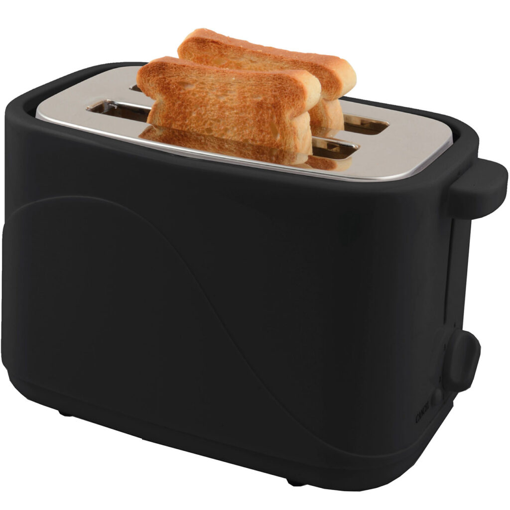 2-Schlitz Toaster mit 7 Röststufen und Brötchenaufsatz, 700 Watt, matt schwarz