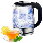Wasserkocher aus Glas und Edelstahl, inkl. blauer LED-Beleuchtung, 1,7 Liter
