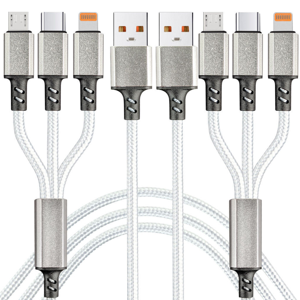 2er-Set 3in1 Universal USB-Schnellladekabel, 25 W, 120cm