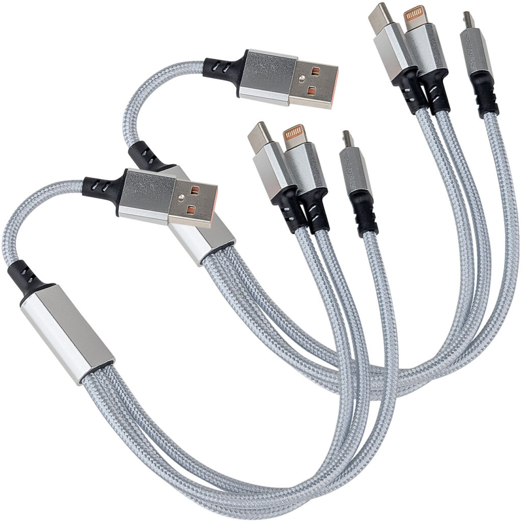 2er Set 3in1 Universal USB-Schnellladekabel, 25 W, 30cm