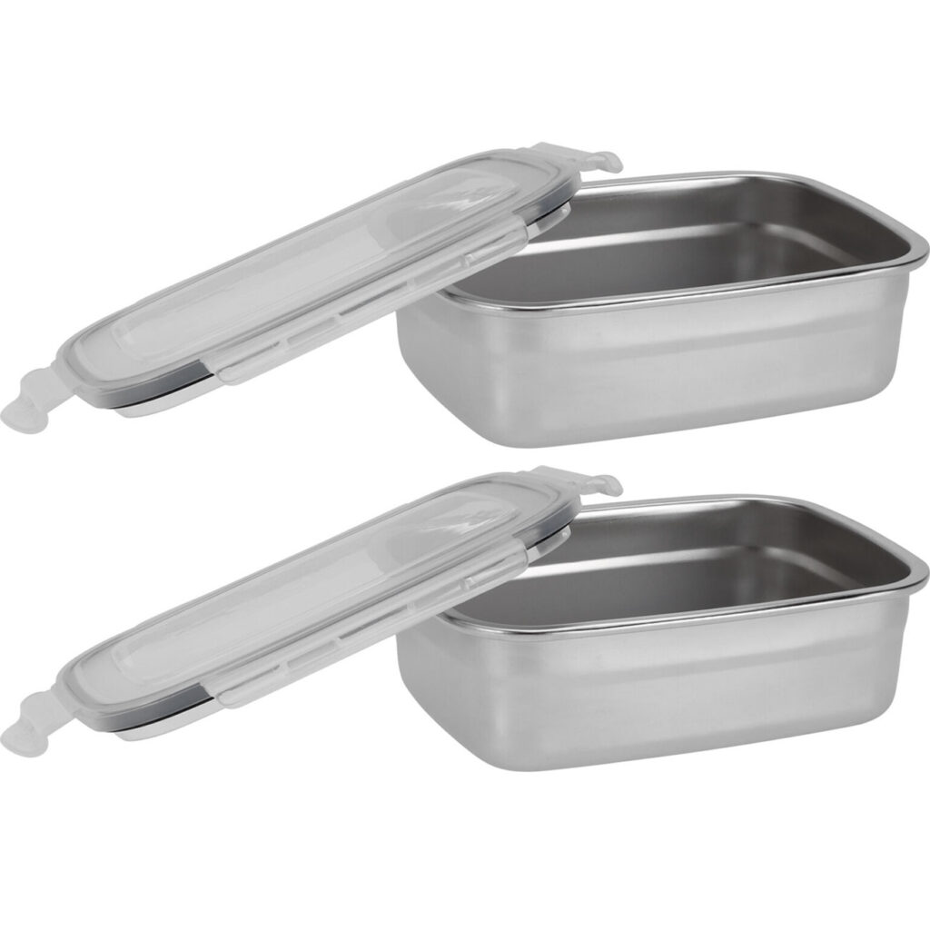 2er-Set Frischhaltedose aus Edelstahl mit Kunststoff Clip-Deckel, 750 ml