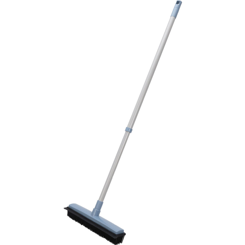 Schrubber mit Gummiborsten & Abzieher, Teleskopstiel