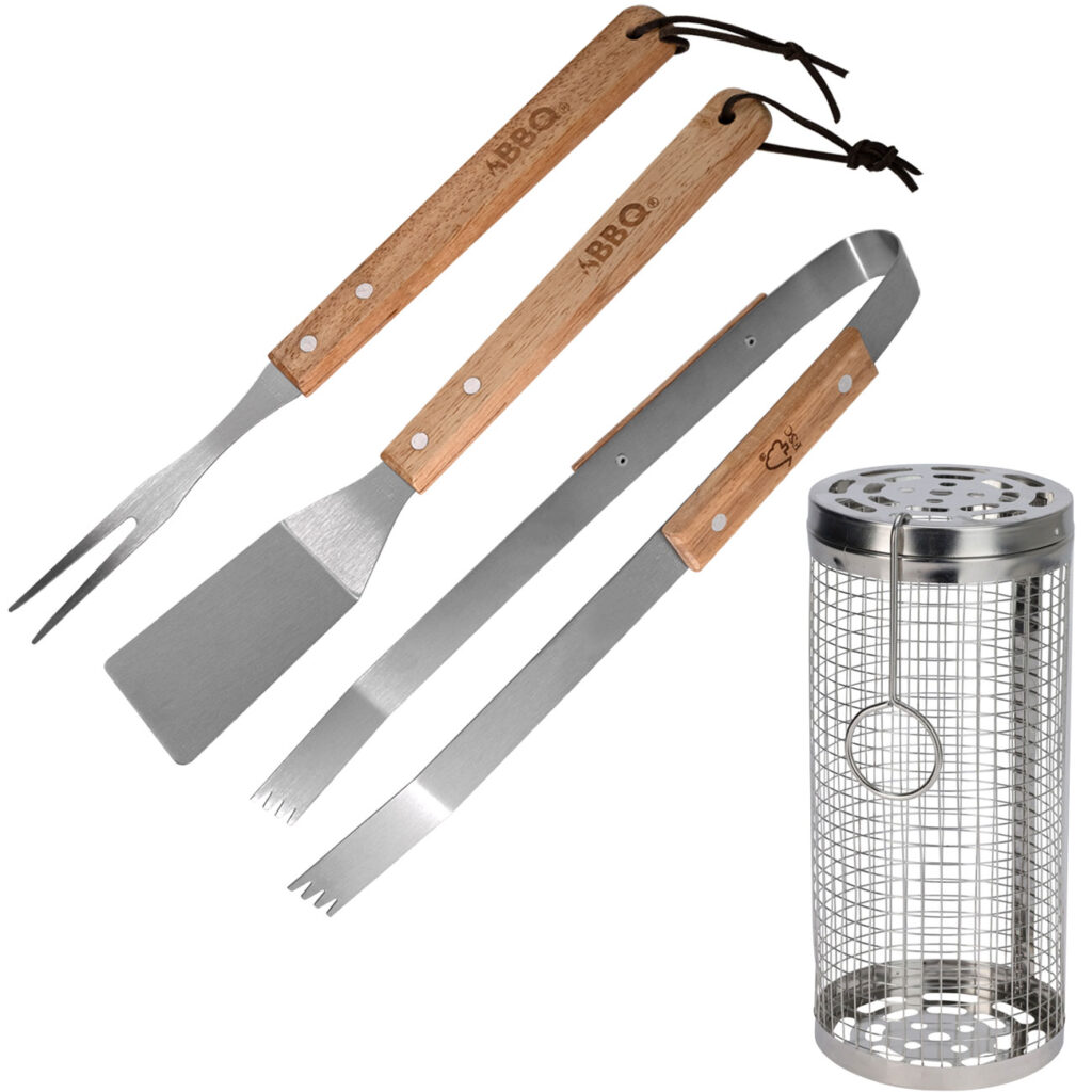 Grillmeister-Set mit Grillkorb & Grillbesteck