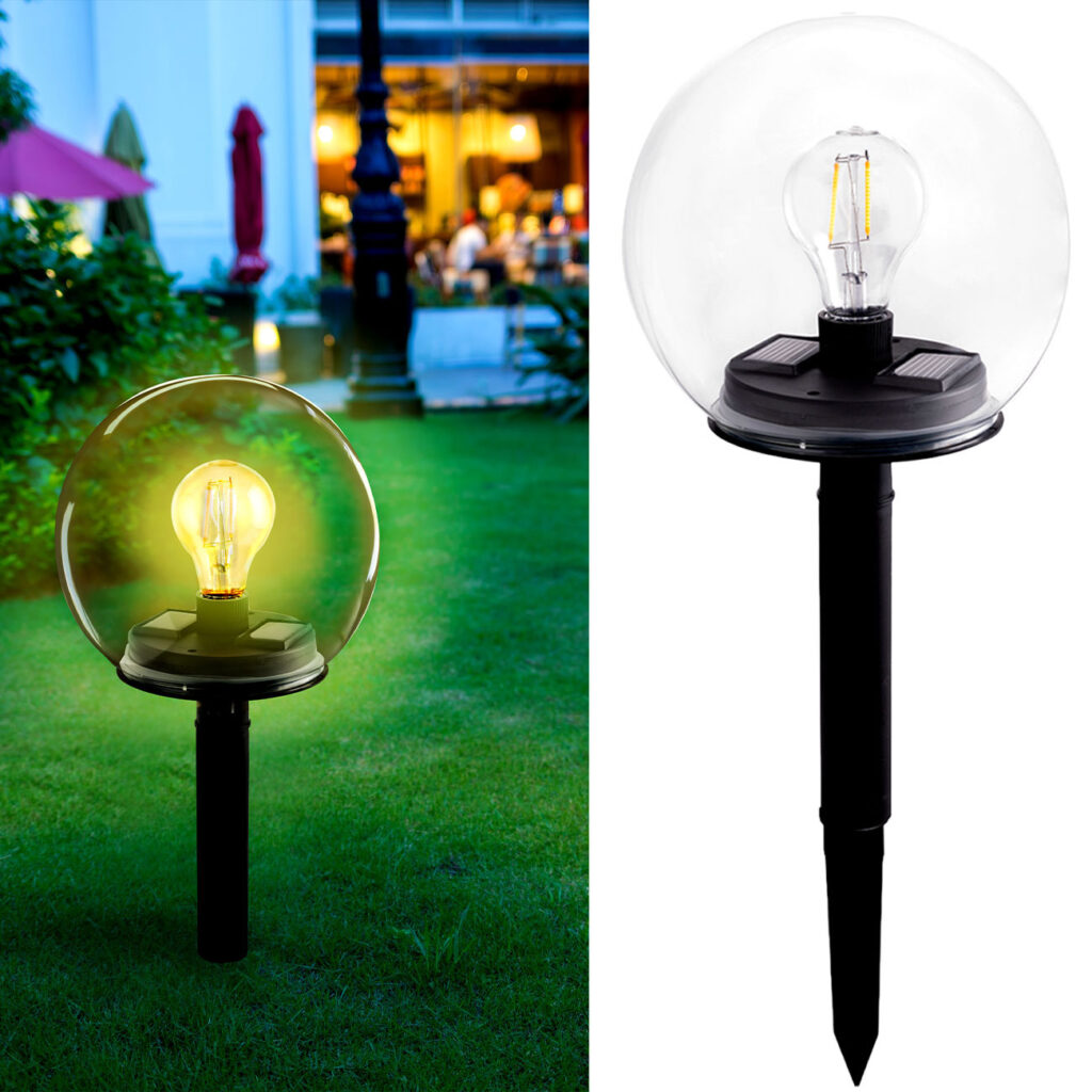 2in1-Solar-Kugel-Lampe aus Glas mit abnehmbarem Erdspiess, Ø18 cm, IP44