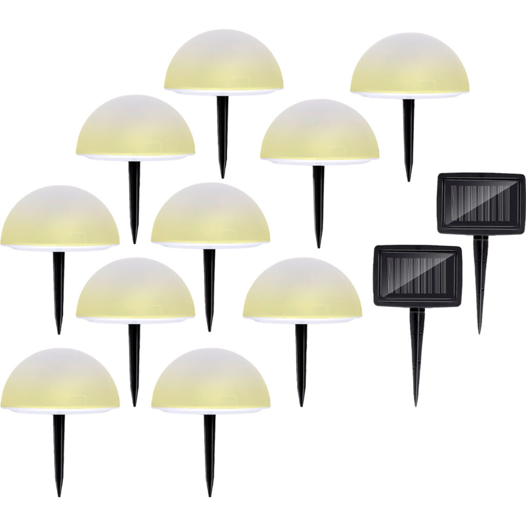 2er-Set Solarleuchten mit Erdspiess & Farbwechselfunktion, 5 Stück, Ø15cm, IP44