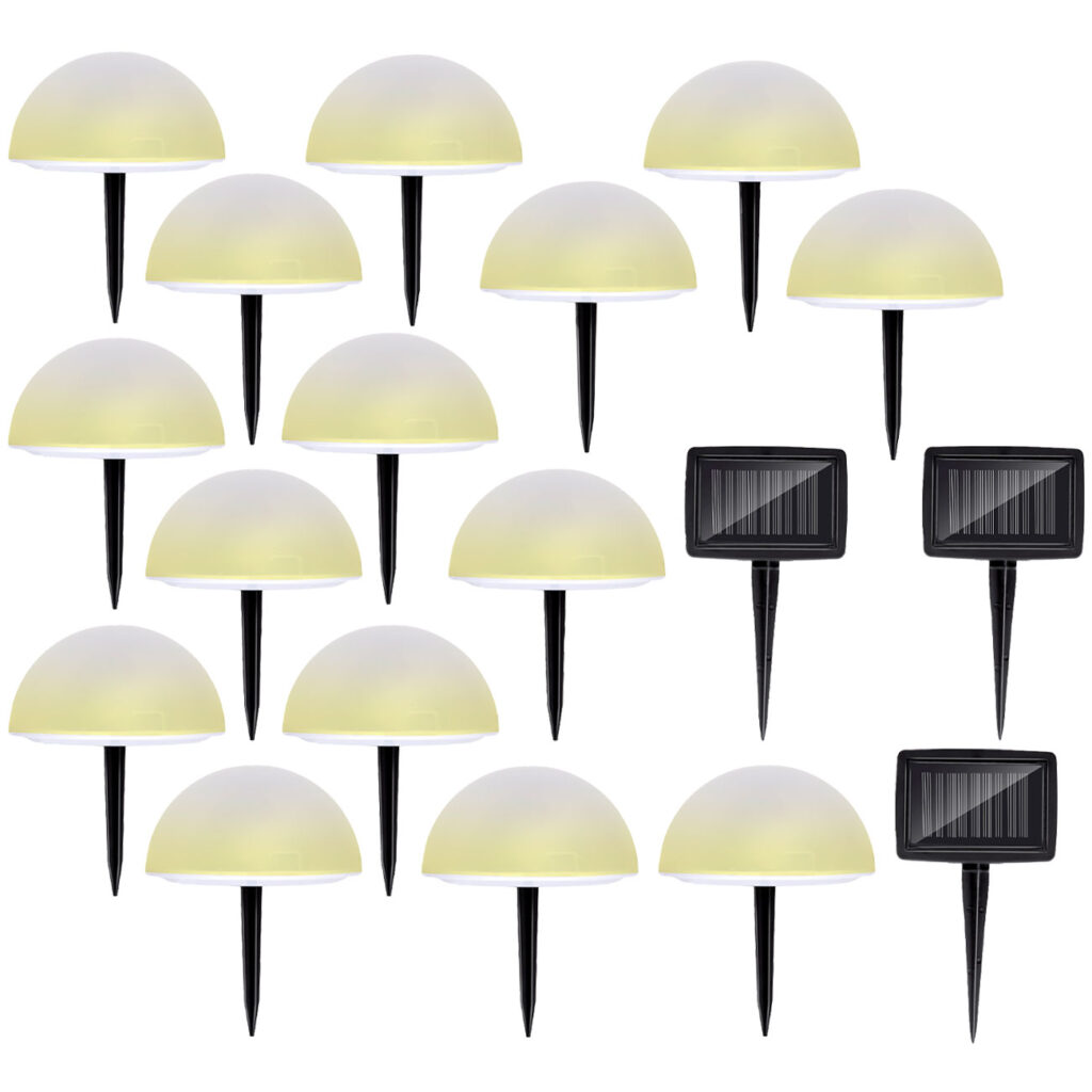 3er-Set Solarleuchten mit Erdspiess & Farbwechselfunktion, 5 Stück, Ø15cm, IP44