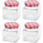 Konfitürenglas, 4 Stück, eckig, 75 ml