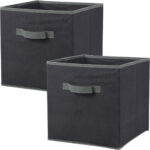 2er-Set Aufbewahrungsbox mit Henkel, faltbar, 30 x 30 x 30 cm, schwarz