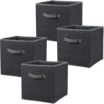 4er-Set Aufbewahrungsbox mit Henkel, faltbar, 30 x 30 x 30 cm, schwarz