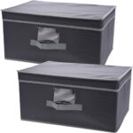 2er-Set Aufbewahrungsbox mit Deckel & Henkel, faltbar, 31 x 15,5 x 28 cm, schwarz 2er-Set Aufbewahrungsbox mit Deckel & Henkel, faltbar, 31 x 15,5 x 28 cm, schwarz