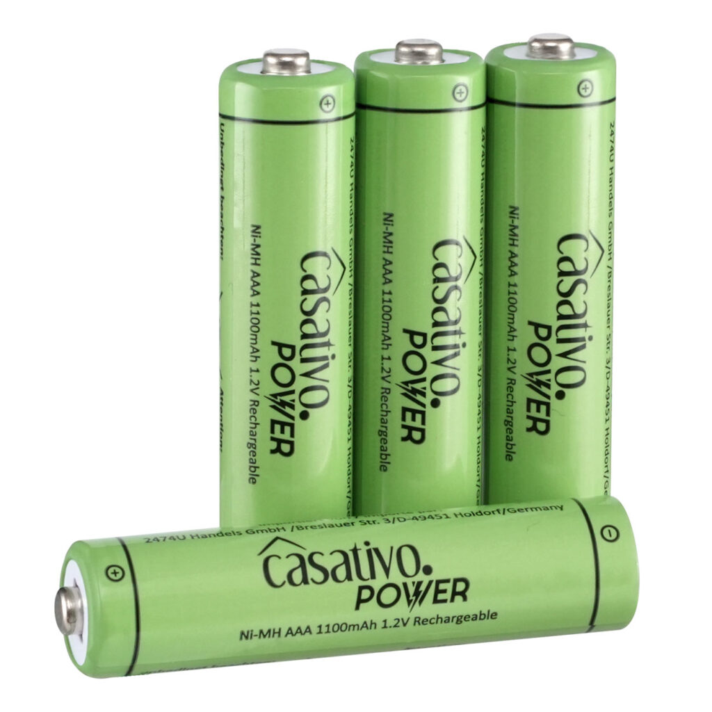 4er-Set NiMH-AAA/Micro-Akkus, 1.100 mAh, mit Transport-Case